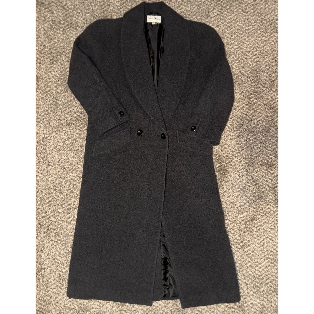 Vintage John Weitz Wool Cashmere Trench Coat Grey Long Shawl Collar Womens 4